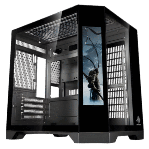 CASE EAGLE WARRIOR CG01KVRA001C MINI TOWER SIN VENTILACION INCLUIDA CON VIDRIO TEMPLADO LATERAL SIN FUENTE CON PANTALLA DE 9.16" NEGRO